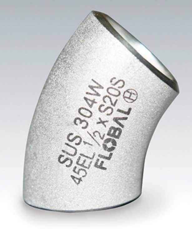 FLOBAL福禄伯乐不锈钢焊接接头45°长弯头B-45E(L)-20S-4”